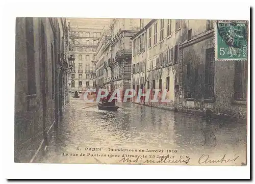 Paris (7eme) Cartes postales Inondations de janvier 1910 La rue de Poitiers (gare d'Orsay) le 25 janvier