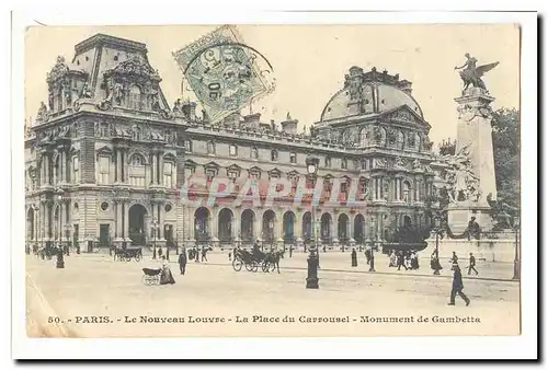 Paris (1er) Cartes postales Le nouveau Louvre La place du Carroussel Monumetn de Gambetta