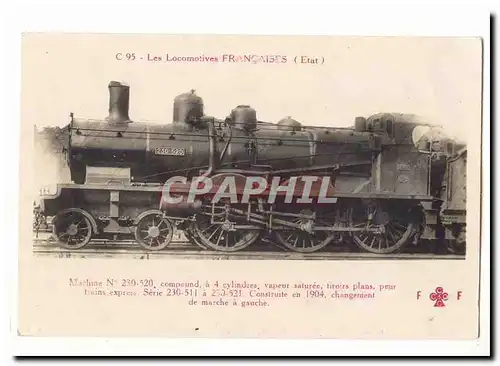Les locomotives Francaises (Etat) Ansichtskarte AK Machine 230 520 compund a 4 cylindres vapeur saturee construit