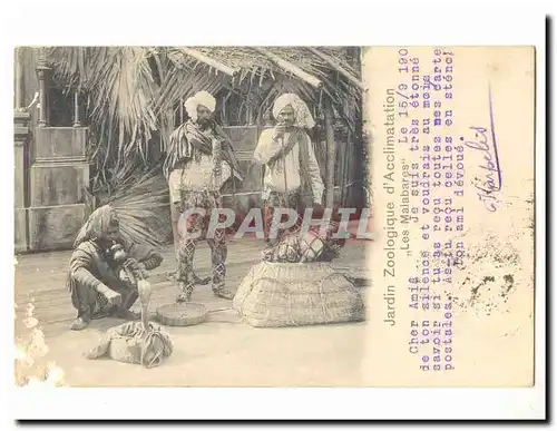 Jardin zoologique d�acclimatation Cartes postales Charmeur de serpent (Inde india indiens zoo animaux spectacle)