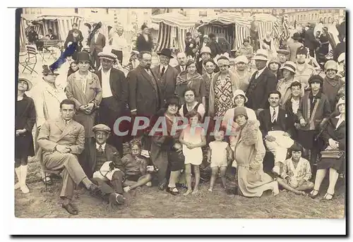 Deauville 1928 Carte photo plage (enfants plagistes) TOP