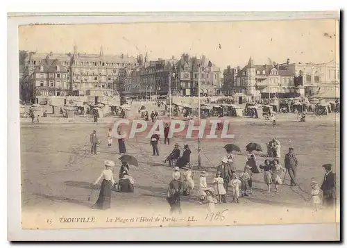 Trouville Cartes postales La plage etl&#39hotel de Paris (animee)