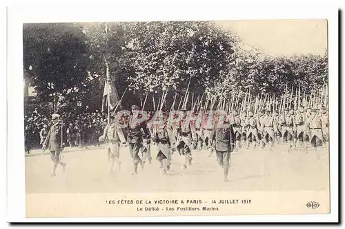 Les fetes de la victoire a Paris 14 juillet 1919 Ansichtskarte AK Le defile Les fusilliers marins (militaria)