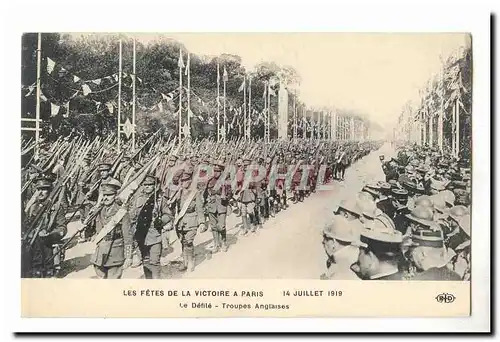 Les fetes de la victoire a Paris 14 juillet 1919 Cartes postales Le defile Troupes anglaises(militaria)