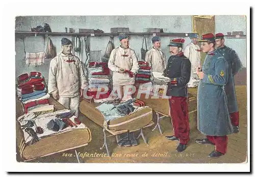 Cartes postales Militaria Infanterie Une revue de detail (Saint Dizier Texteil vetements Paul Venot rue Gambetta