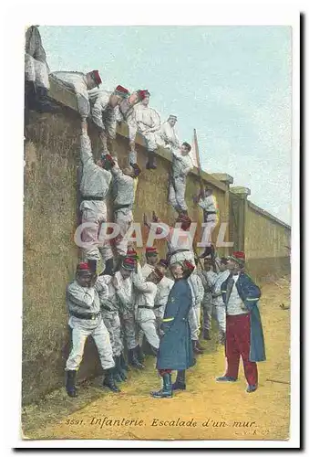 Cartes postales Militaria Infaterie Escalade d�un mur (Saint Dizier Textile vetements Paul Venot rue Gambetta) T
