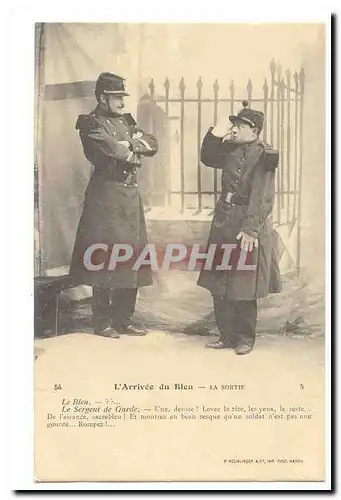 Cartes postales l�arivee du bleu La sortie (soldats militaria)