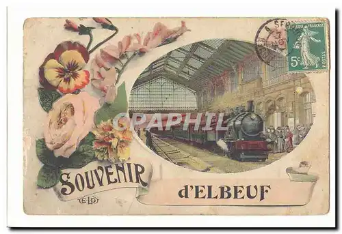 Ansichtskarte AK Souvenir d&#39Elbeuf Train Gare