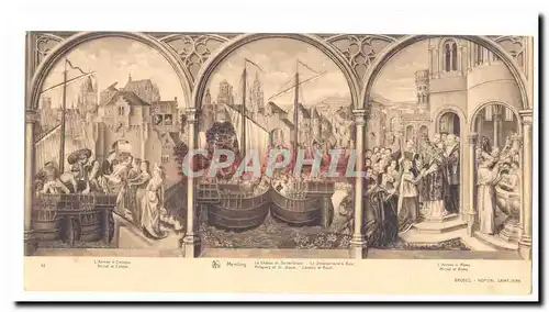 Memling Cartes postales La chasse de Sainte Ursule Debarquement Bale L&#39arrivee Cologne Rome Reliquaire CARTE