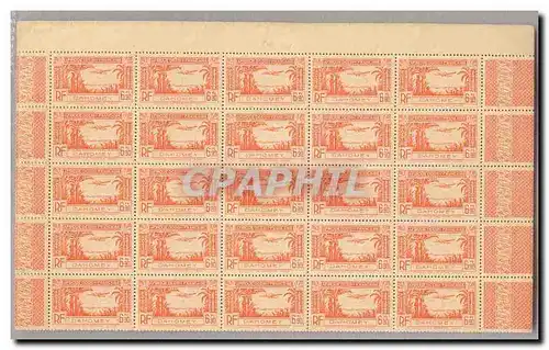 Dahomey FEUILLE COMPLETE DE 100 TP Poste Aerienne 5 6f90 Rouge orange ** TTB