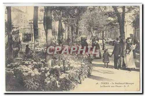 Tours Ansichtskarte AK Le Boulevard Beranger Le marche aux fleurs TOP