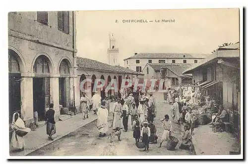 Algerie Cartes postales Cherchell Le marche (tres animee marche)