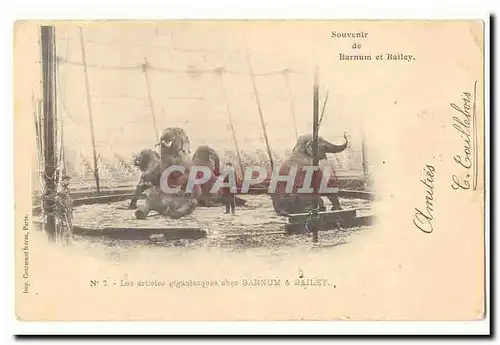 Cirque Cartes postales Souvenir de Barnum et Bailey Les artistes gigantesques chez Barnum et Bailey (elephants)