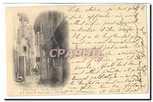 Troyes Cartes postales La rue Urbain IV et le Beffroi de Saint Jean (carte precurseur)