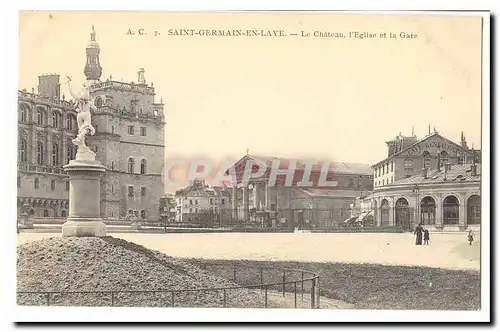 Saint Germain en Laye Cartes postales Le cahteau l&#39eglise et la gare