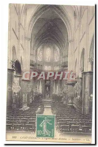 Compiegne Cartes postales L&#39eglise Saint Antoine Interieur