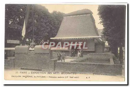 Paris Cartes postales Exposition des Arts decoratifs Paris 1925 Pavillon national des PAys Bas Habitation modern