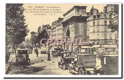 Paris Cartes postales Le boulevard et les portes St Martin et St DEnis (automobiles)