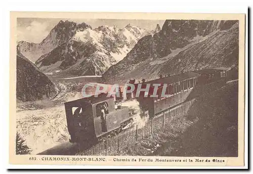 Chamonix Mont Blanc Ansichtskarte AK Chemin de fer du Montenvers et la mer de glace TOP (train)