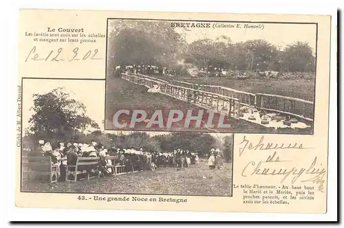 Cartes postales Bretagne Une grande noce (folklore) Le couvert