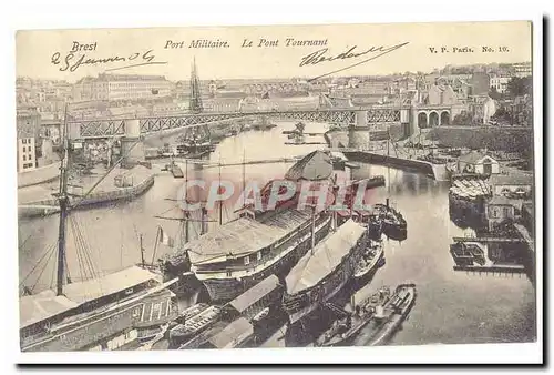 Brest Cartes postales Port militaire Le pont tournant (carte precurseur) (bateaux)