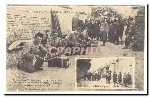 Crime d&#39Usseau pres Chatellerault (Vienne) Cartes postales Mai 1905 Soldats du 6eme genie preparant la petara