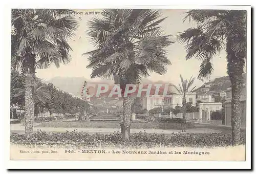 Menton Cartes postales Les nouveaux jardins et les montagnes