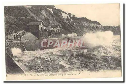 Biarritz Ansichtskarte AK La cote des Basques par gros temps