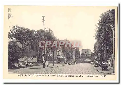 Saint Cloud Cartes postales Boulevard de la republique et rue A Coutureau (Tabac CAfe Billard)