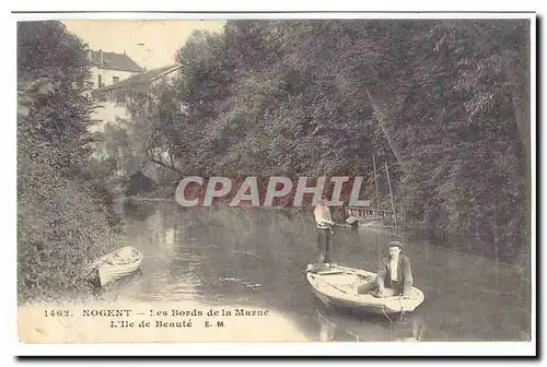 Nogent Ansichtskarte AK Les bords de la MArne L&#39ile de beaute (barque promeneurs)