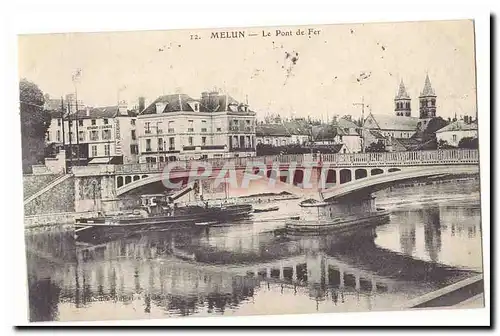 Melun Ansichtskarte AK Le pont de fer (peniche)