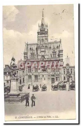 Compiegne Cartes postales L&#39hotel de ville (voitures animee)