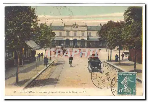 Chartres Cartes postales La rue Jehan de Beauce et la gare (animee)