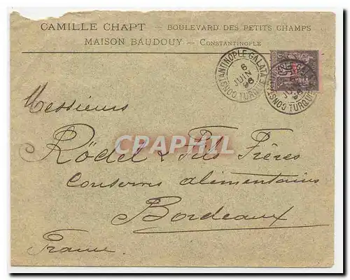 Levant Lettre de Constantinople Galatde 1896 avec Levant n�5 a 1 piastre TTB (Maison Baudouy)