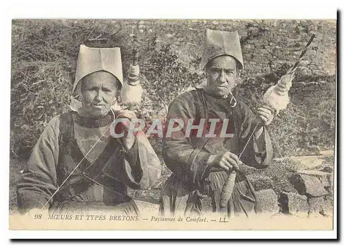 Moeurs et Types Bretons Cartes postales Paysannes de Comfort (fileuses) TOP de la region Bretagne