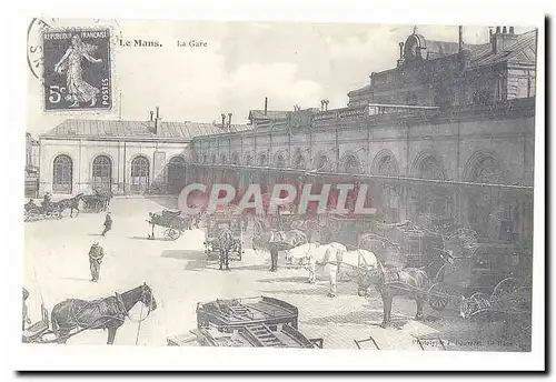 REPRODUCTION Le Mans La gare (attelages)