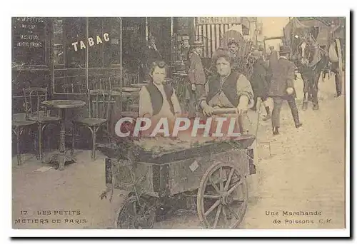 REPRODUCTION Les petits metiers parisiens Ansichtskarte AK Une marchande de poissons