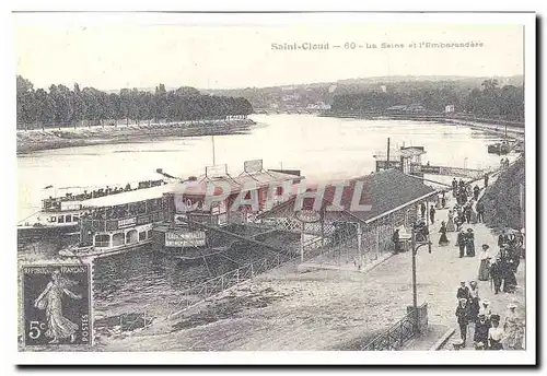 REPRODUCTION Saint Cloud Cartes postales La Seine et l�embarcadere (bateaux)