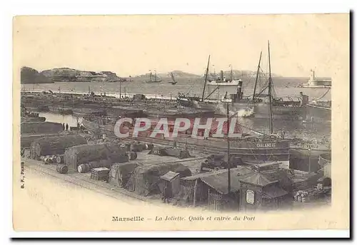 Marseille Cartes postales La Joliette Quais et entree du port (carte precurseur) (bateaux)
