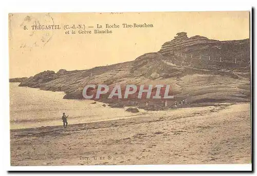 Tregastel Cartes postales La roche Tire Bouchon et la greve blanche (baigneurs)