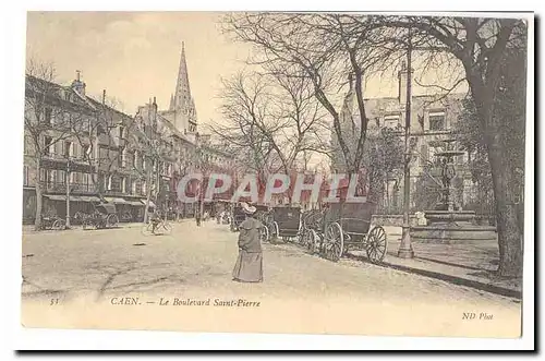 Caen Cartes postales Le boulevard St Pierre (animee caleches)