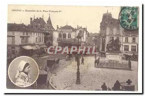 Cognac Ansichtskarte AK Ensemble de la place Francois Ier (tres animee fiacres)