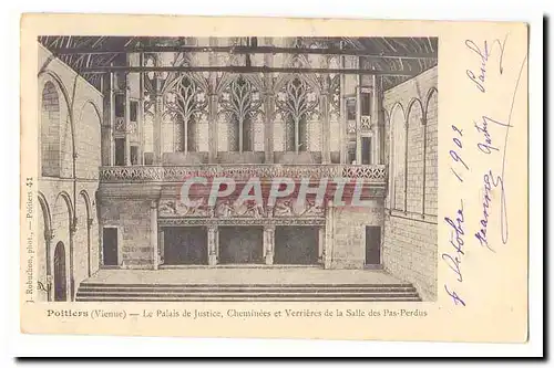 Poitiers Cartes postales Le palais de justice Cheminees et verrieres de la salle des pas perdus