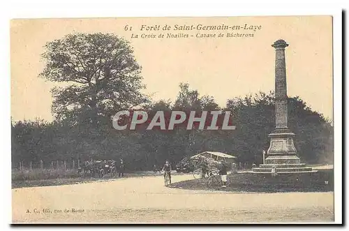 Foret de Saint Germain en Laye Cartes postales La croix de Noailles Cabane de bucherons (animee cyclistes velo)
