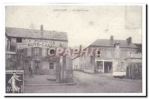 Aincourt Cartes postales Le carrefour (auto garage) (reproduction)