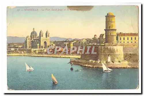 Marseille Cartes postales Le fort Saint Jean et la cathedrale