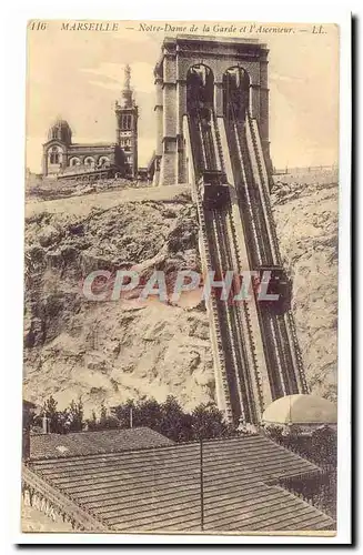 Marseille Cartes postales Notre Dame de la Garde et l&#39ascenseur