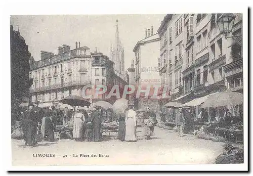 Limoges Cartes postales La place des bancs (marche) (reproduction)