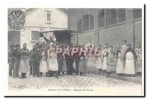 Abattoirs de la Villette Cartes postales MEneurs de viande (reproduction) (boucher bouchers butcher)