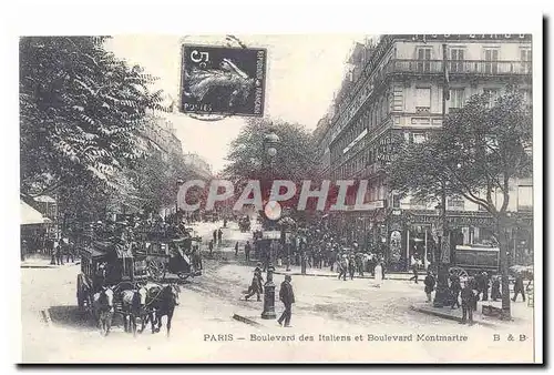 Paris Cartes postales Boulevard des Italiens et Boulevard Montmartre (reproduction)